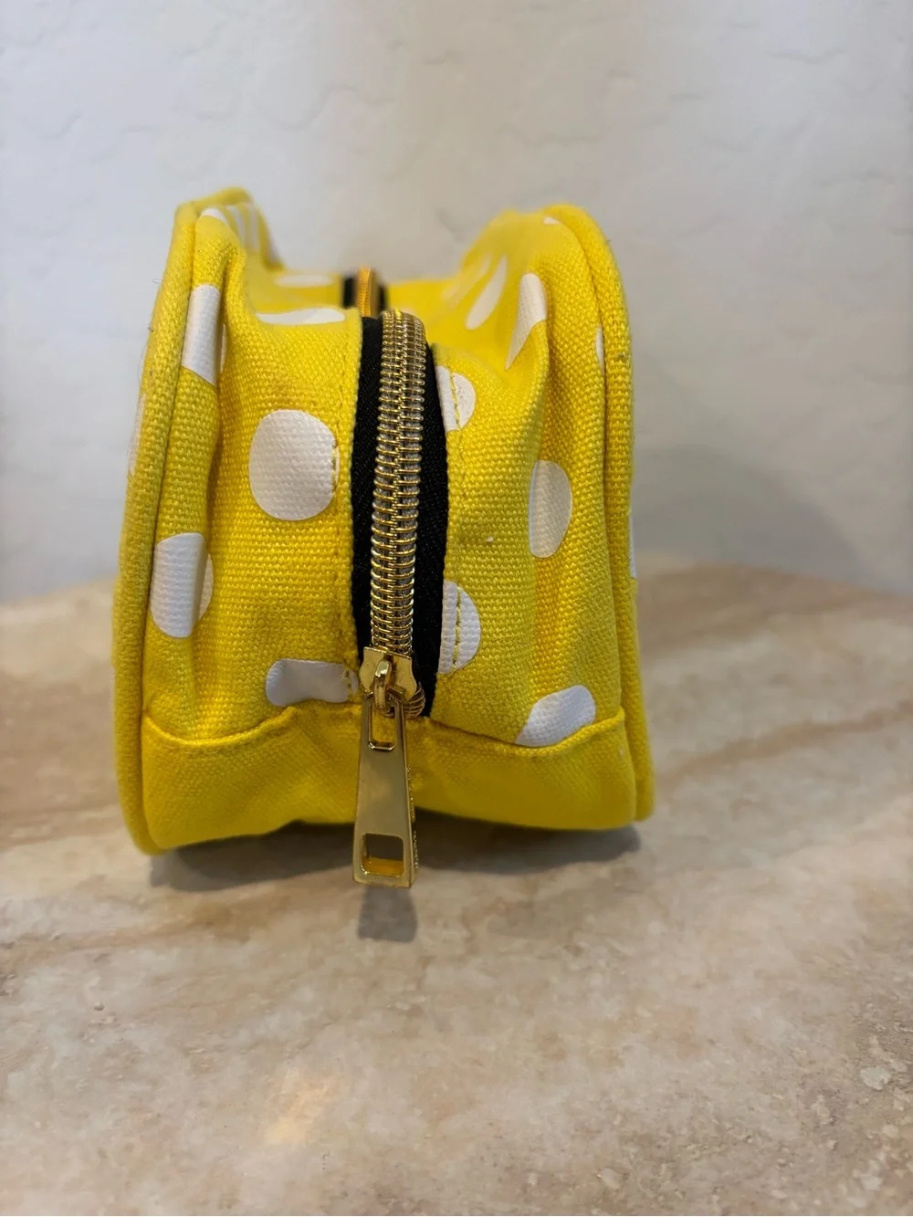 Marc Jacobs Honey Yellow and White Polka Dot Cosmetic Pouch